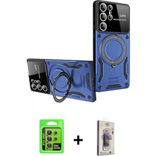 Marsilyan™- Galaxy S24 Ultra Kılıf Kıvılcım Modern Serisi - Siyah Bilvis 3D Cam Ekran Koruyucu + Raze Metal Kamera Lens - Sı