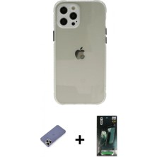 Marsilyan™- iPhone 12 Pro Kılıf Nova Asil Özel Seri - Siyah 360 Mat Full Body Arka Koruyucu + Metal Kamera Lens Koruma Cam - Gd