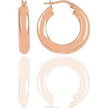 Ohbe Express Gümüş Rose 5 mm Kalınlığında 25 mm Büyüklüğünde Kalın Gümüş Halka Küpe