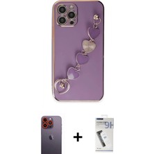 Marsilyan™- iPhone 12 Pro Max Kılıf Nova Işık Prime - Şeffaf Uv Polymer Nano Ekran Koruyucu + Neon Fosforlu Kamera Lens - Tu