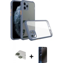 Marsilyan™- iPhone 11 Pro Max Kılıf Nova Asil Özel Seri - Siyah 3D Antistatik Hayalet Cam Ekran Koruyucu + Pers Alüminyum Kamera Lens - Yl