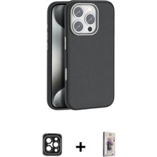 Marsilyan™- iPhone 16 Pro Max Kılıf Zirve Modern Prime - Siyah Bilvis 3D Cam Ekran Koruyucu + Pvd Metal Kamera Lens - Sh