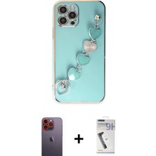 Marsilyan™- iPhone 12 Pro Max Kılıf Nova Işık Prime - Şeffaf Uv Polymer Nano Ekran Koruyucu + Neon Fosforlu Kamera Lens - Tu