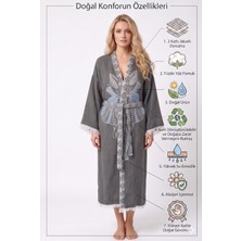 Müslin Kimono Bornoz Sabahlık %100 Pamuk Üç Katlı Jakarlı Dokuma Türk Havlusu Peştamal Giyim