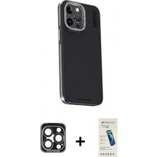 Marsilyan™- iPhone 15 Pro Max Kılıf Kıvılcım Modern Özel Seri - Şeffaf Pasifik Cam Ekran Koruyucu + Pvd Metal Kamera Lens - Lt
