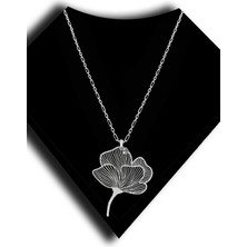 Roxx Jewellery 925 Ayar Gümüş Ataçlı Zincirli Tek Taş Sallantılı Çizgili Çiçek Kadın Kolye