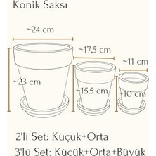 Ohbe Express Terracotta Konik Saksı+Tabak • No.03 (Orta)