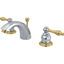 Ohbe Express KB944AL Victoria Mini Yaygın Lavabo Bataryası Metal Kolu Saplı, Parlak Krom ve Parlak Pirinç
