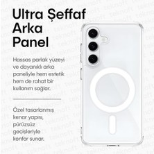 Ohbe Express Galaxy S25 Fe Için Magsafe ile Uyumlu Şok Emici Silikon Kenar Sararma Önleyici Arkası Sert Parmak Izi Tutmayan Darbeye Dayanıklı Manyetik Şeffaf Kılıf