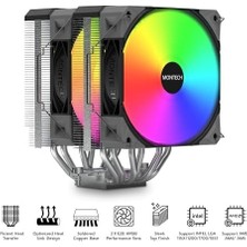 Ohbe Express Montech NX600 Argb 6 Isı Borulu ve Premium Üst Kapaklı Çift Kule Cpu Hava Soğutucu | 28MM E28 Argb Premium Fan | Lehimli Bakır Taban | Üstün Isı Dağılımı | Tüm Intel ve Amd Soket Desteği |siyah