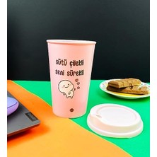 Ohbe Express 2'li Sütü Çilekli Tasarımlı Plastik Kahve Bardağı