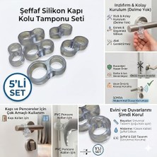 Ohbe Express Silikonlu Kapı ve Pencere Kolu Tamponu, Şeffaf, Seti, 5'li Set, Duvar Koruyucu