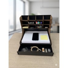 Mrx-Org Büyük Boy Masaüstü Organizer | A4 Uyumlu, 12 Bölmeli Kalemlik, Çekmeceli Masa Düzenleyici, Ahşap Ofis Organizer