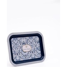 Ohbe Express Evle-Azulejos Desenli Metal Tepsi - Çay Kahve Tepsisi - Sunum Tepsisi 23 cm x 31 cm (Azulejos)