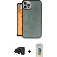Marsilyan™- iPhone 15 Pro Max Kılıf Kıvılcım Işık Serisi - Siyah Polymer Nano Ekran Koruyucu + Raze Metal Kamera Lens - Tmgı