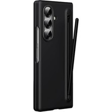 Ohbe Express - Galaxy Z Fold 7 ile Uyumlu Kılıf S Pen Kalem Bölmeli Yuvalı Clasic Titanyum Renkli Premium Sert Kapak