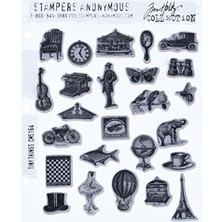 Ohbe Express Tim Holtz Yapışkan Istampa Setleri, Anonymous, Sanatsal Aletler, Lastik Damga Tiny Things Kırmızı