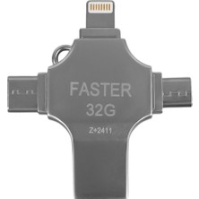 Ohbe Express 4 In1 Metal 32 GB Bellek (Usb - Type-C - Micro USB -)