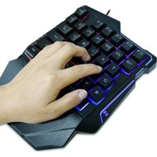 Ohbe Express Tek Elle Kullanım Oyun Klavyesi – 35 Tuşlu Ergonomik Tasarım, Gökkuşağı LED Arka Işık, Taşınabilir Oyun Modu, Kol Destekli Rahat Kullanım, Windows//ios ile Uyumlu | G7