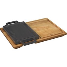 Ohbe Express Pişirme Kabı, Lv Eco Hp 2215 T13 K4 Dikdörtgen Pişirme Gözü ve Ahşap Plaka, Ölçüler 22 x 15 Cm, Dökme Demir, Siyah