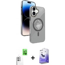 Marsilyan™- iPhone 16 Kılıf Nova Modern Prime - Siyah Bilvis 5in1 5d Magic Hayalet Cam Ekran Koruyucu + Raze Metal Kamera Lens - Bz