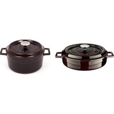 Ohbe Express Metal Premium Serisi - Döküm Yuvarlak Tencere, 24 Cm, Majolik Mor ve Lava Metal Premium Serisi - Döküm Çok Amaçlı Tencere, Yuvarlak, 28 Cm, Majolik Mor