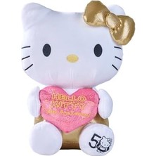 Ohbe Express 109280151, Hello 50. Yıldönümü, 30CM, Altın Kıyafetli Hello Peluş Figür, Işıltılı Bir Kalp, Özel Hediye Kutusuyla
