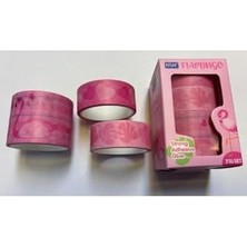 Ohbe Express Bant Desenli Washi Tape 3 Lü Kutu (15MMX3M 2 Adet + 30MMX3M 1 Adet) Pembe