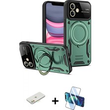 Marsilyan™- iPhone 11 Kılıf Kıvılcım Modern Serisi - Siyah 3D Antistatik Seramik Nano Ekran Koruyucu + Renkli Kamera Lens Koruma Cam - Tu