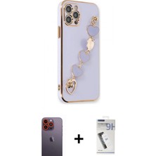 Marsilyan™- iPhone 12 Pro Max Kılıf Nova Işık Prime - Şeffaf Uv Polymer Nano Ekran Koruyucu + Neon Fosforlu Kamera Lens - Tu