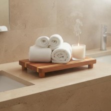 Ohbe Express Doğal Akasya Ahşap Ayaklı Sunum Standı ve Servis Tepsisi – 25X18 cm Dikdörtgen Yükseltici, Banyo Tezgahı, Mutfak ve Kahve Köşesi Düzenleyici