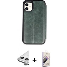 Marsilyan™- iPhone 11 Kılıf Zirve Yansıma Serisi - Siyah Bilvis 3D Mat Cam Ekran Koruyucu + Raze Metal Kamera Lens - Gs