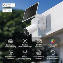 Ohbe Express C410 Kıt, 2k 3mp, Renkli Gece Görüşü, Şarj Edilebilir, IP65 Sertifikalı, Yerel/bulut Depolama, 110° Açılı, Güneş Paneli Dahil, Kablosuz Bataryalı Güvenlik Kamerası Kiti