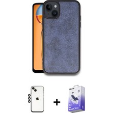 Marsilyan™- iPhone 14 Kılıf Kıvılcım Işık Serisi - Siyah Bilvis 5in1 5d Magic Hayalet Cam Ekran Koruyucu + Shine Kamera Lens - Sh