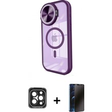 Marsilyan™- iPhone 15 Pro Max Kılıf Kıvılcım Modern Koleksiyonu - Siyah 3D Antistatik Hayalet Cam Ekran Koruyucu + Pvd Metal Kamera Lens - Sh