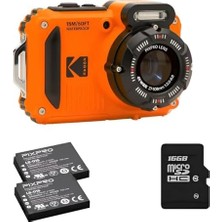 Ohbe Express Kodak Pıxpro Wpz2 15M Su Geçirmez Fotoğraf Makinesi - 2 Lityum Pil + 16GB Sd Kart - 16MP, 4x Optik Zoom, 1080P Full Hd Video (Turuncu)