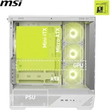 Ohbe Express Msı Mag Pano 130R Pz - Mid-Tower Oyun Bilgisayarı Kasası - 400 mm Uzunluğa Kadar Gpu'ları Destekler, Çıkarılabilir Toz Filtresi, USB 20GBPS (Tip-C), Back-Connect Atx ve Micro-Atx Anakart Desteği