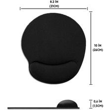 Ohbe Express Mouse Pad Bilek Destekli Jel Mouse Pad,ergonomik Kaymaz Taban,oyun ve Ofis Için Fare Altlığı,suya Dayanıklı, Renk Seçenekli, 26X21CM Ideal Ölçü (Siyah)