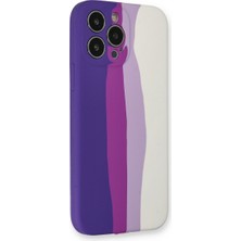 Hobibahçem iPhone 13 Pro Kılıf Ebruli Lansman Silikon - Mor-Beyaz