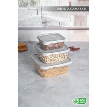 Ohbe Express Box Kare Sızdırmaz Kapak Saklama Kabı 3'lü Set Gri
