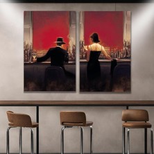Ohbe Express Ikili Dikey Kanvas Duvar Tablosu Brent Lynch Puro Bar Akşam Yemeği Kadın ve Adam 60 x 90 GARTNM7106