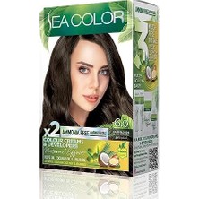 Ohbe Express Sea Color Amonyaksız, Vegan, Doğal, Besleyici Kalıcı Saç BOYASI%100 Beyaz Kapama (1 Paket 2 x 50 ml Boya & Oksidan) (Koyu Kumral 6.0)