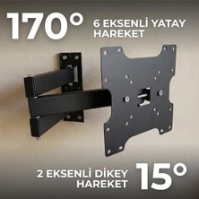 Ohbe Express Hareketli Tv Askı Aparatı, 22-49 Inç Uyumlu, 170° Yatay Hareket, 3 Kollu Duvar Askısı, 80 kg Taşıma Kapasitesi, Vesa 200X200, 200X100,100X100, 75X75