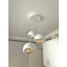 Ohbe Express Görünümlü Modern Şık Iskandinav Tarz 3 Başlıklı Avize (25CM) (Rustik Ampul Hediyeli) Nestvibe (Beyaz)