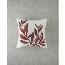 Ohbe Express Foglie Nakışlı Kırlent Kılıfı 45X45 cm Ekru