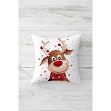Ohbe Express Pelangi Yılbaşı Geyik Çift Tarafı Baskılı Gizli Fermuarlı Yastık Kılıfı Kırlent Koltuk Yastık Kılıfı, Beyaz 45 x 45