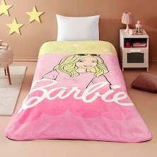 Ohbe Express Taç Malibu Çizgi Film Karakteri Pamuk-Polyester Karışım Battaniye, Sarı, Pembe, Tek Kişilik
