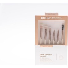 Ohbe Express Brush Luxe 6 Parça Profesyonel Makyaj Fırça Seti, Ultra Yumuşak Doğal Kıllı Sentetik, Allık, Far, Kapatıcı, Eyeliner ve Kaş Şekillendirici, Krem