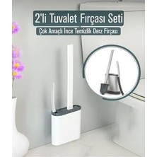 Ohbe Express 2'li Silikon Tuvalet Fırçası Seti – Esnek Başlıklı Klozet Fırçası & Kenar Fırçası, Beyaz
