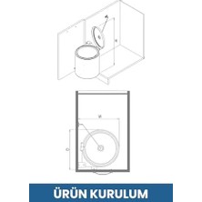 Ohbe Express Banyo, Mutfak Dolap Içi 11 Litre Metal Çöp Kovası – Krom, Tüm Dolaplara Uyumlu Tezgah Altı Çöp Kovası